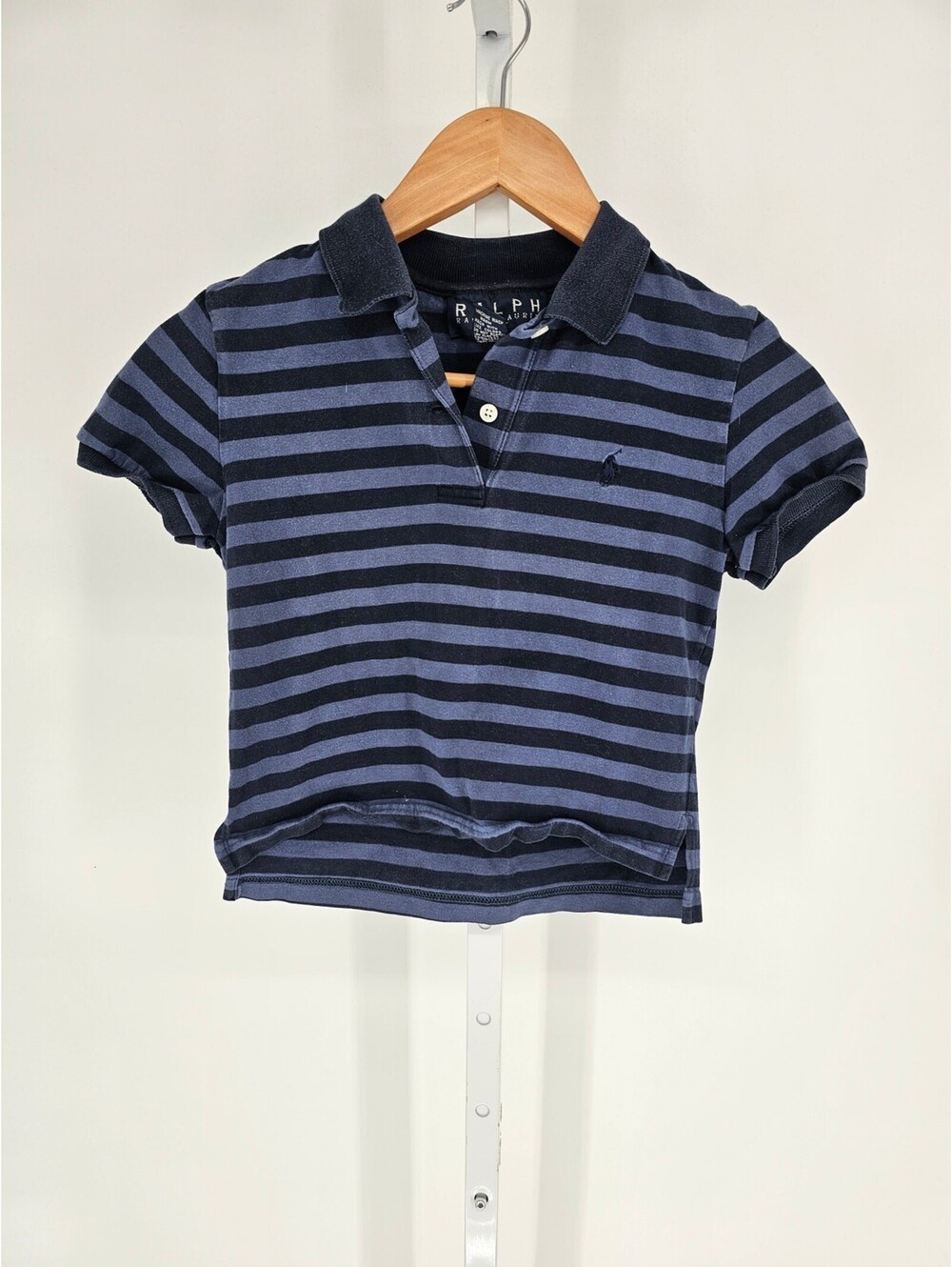 Ralph Lauren Boys Sz M Classic Short Sleeve Cotton Polo Shirt Blue Striped